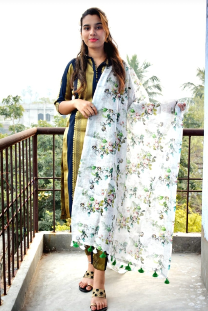pure linen digital print dupatta
