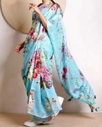 Pure Linen Digital Printed Saree 