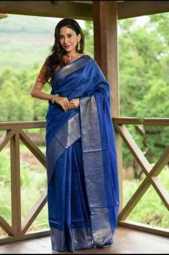 Pure Plain Tussar Muga Silk Saree