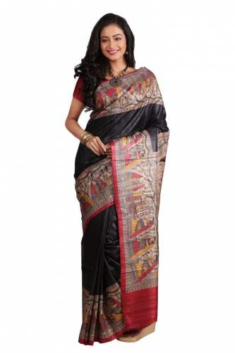 Pure Silk Handloom Madhubani Printed Saree