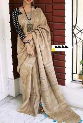 Pure Tussar Ghicha Silk sSaree with Silk Mark