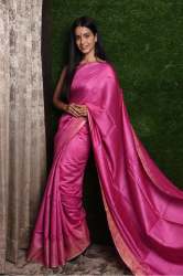 Pure Tussar Pink Muga Silk Saree