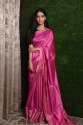 Pure Tussar Pink Muga Silk Saree thumb 1