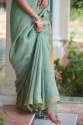 Seal Green Linen By Linen Saree thumb 1