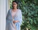 Sky Blue Linen By Linen Saree thumb 2