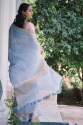 Sky Blue Linen By Linen Saree thumb 5