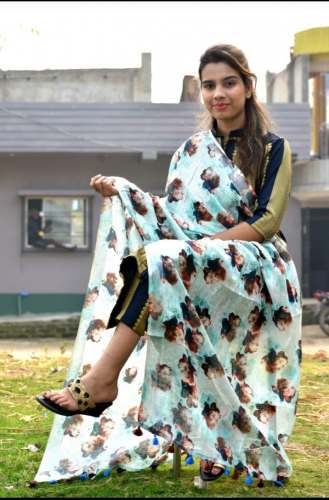 Stylish Pure Linen Digital Printed Dupatta 