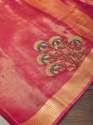 Tissue linen hand knot work saree thumb 1