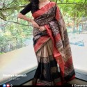 Tussar ghichha hand painted saree thumb 3