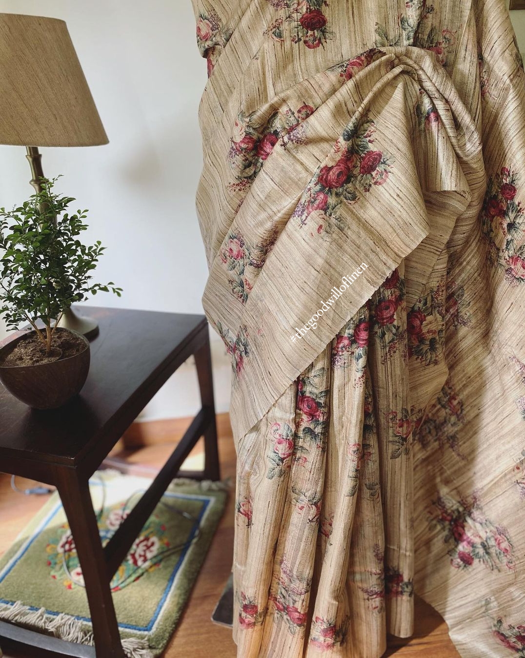 Tussar ghichha silk digital print saree