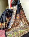 Tusser Ghiccha Madhubani hand paint silk saree thumb 15