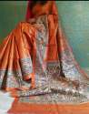 Tusser Ghiccha Madhubani hand paint silk saree thumb 16
