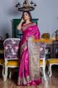 Tusser Ghiccha Madhubani hand paint silk saree thumb 7