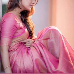 Unique Plain Tissue Linen Saree 