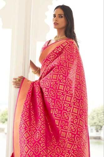 Fancy Pink Designer Banarasi Silk Saree For Ladies