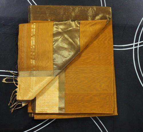 Designer Mustard Maheshwari Silk Saree by Rang Boutique