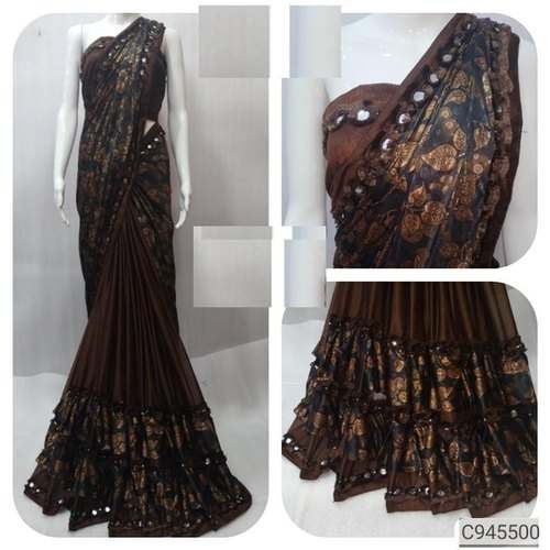 Party wear Ruffle Lycra saree
