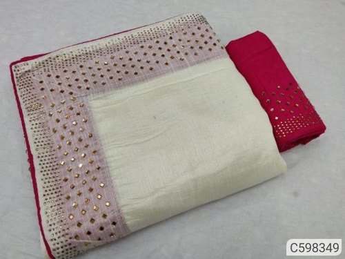 Plain Silk Stone Lace work saree