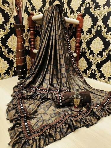 Party wear Lycra Ruffle Net  saree by A One Saree