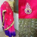 Exclusive Pink Butta work Synthetic saree