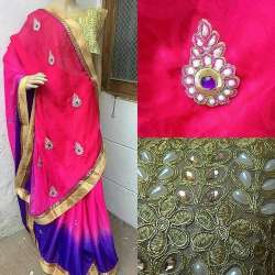 Exclusive Pink Butta work Synthetic saree