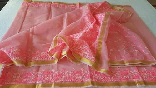 Stylish Kota Embroidered Cotton Saree
