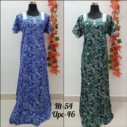 Half Sleeve Cotton printed Long  Nighty 