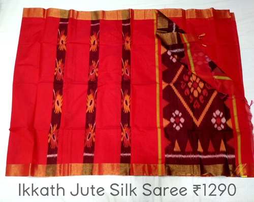 Beautiful Ikkat Jute Silk designer saree by Meenakshi Sarees