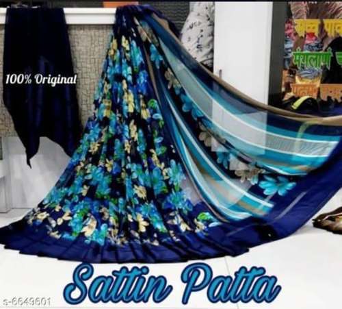 Fancy party wear Satin Patta Saree