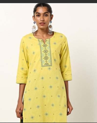 Fancy yellow Girls Tunic Top Kurti 