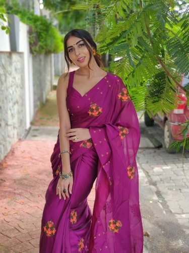 Designer Embroidered Sahoo Silk Saree by M K Syndicate