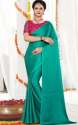 Fancy Party Wear Plain Satin Saree  thumb 1