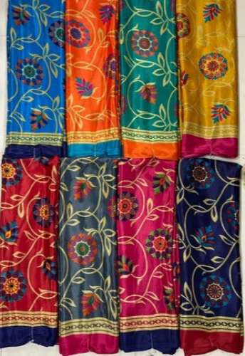 Stylish Multi Color Turkey Silk Saree  by Ami Varsha Fashion Private Limited