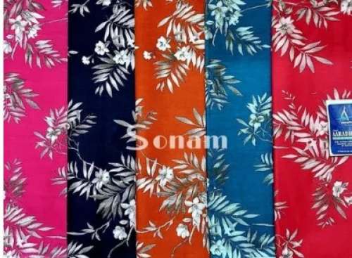 Pink Floral Printed Nighty Cotton Fabric by Sonam Industries