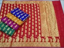 Fancy Silk Banarasi Red And Golden Saree