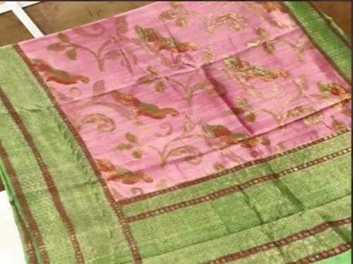 Green And Pink Banarasi Silk Saree by SILKCITY HOTEL PRIVATE LIMITED