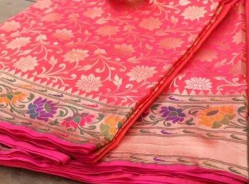 Pink Silk Banarasi Saree For Women