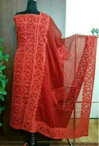 Ladies Applique Cut Work Dress Material