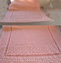 Peach Applique Cut Work Saree 