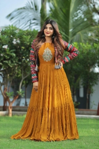 DESIGNER FOX GORGETTE EMBROIDERY WORK GOWN 