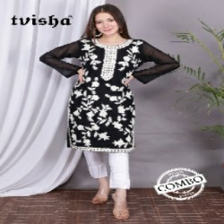 DESIGNER GORGETTE WITH EMBROIDERY WORK KURTI PENT