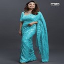 DESIGNER SEQUENCE EMBROIDERED WORK GORGETTE SAREE  thumb 2