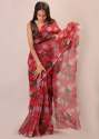 Floral Printed Organza Saree thumb 3