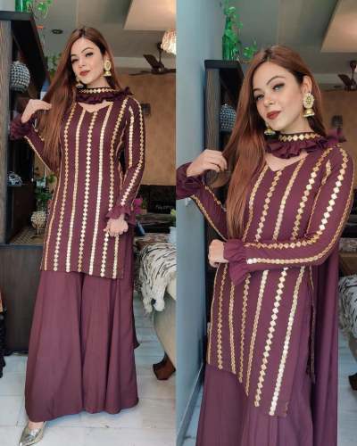 GEORGETTE TOP WITH EMBROIDERED WORK SHARARA