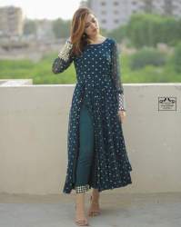 Designer One Piece Front Slit Gown 