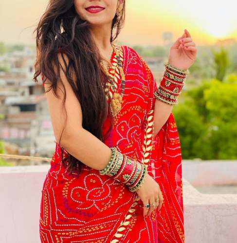 Super Red Bandhani Saree