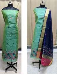 Poly Chanderi Woven Unstitched Top - Dupatta Sets