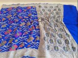 Fancy Dark Blue Banarasi Silk Saree