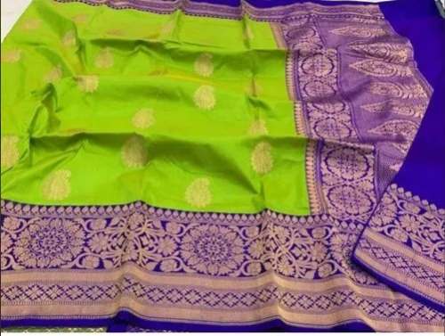 New Collection Green And Blue Banarasi Silk Saree by Tanveer Silks