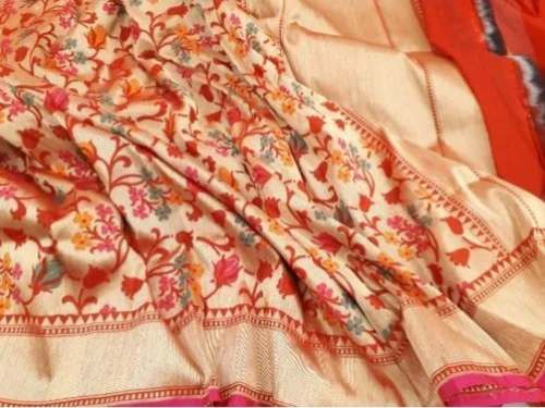 Orange Katan Silk Banarasi Tifli Saree For Women